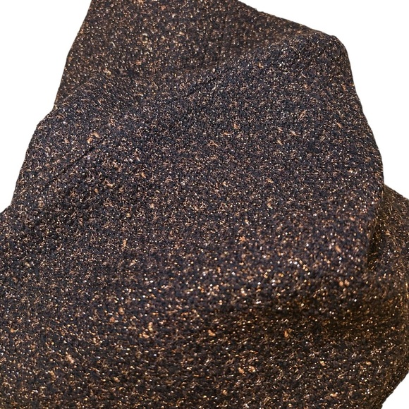 St. John Couture Brown Gold Metallic Knit Tweed Pencil Skirt Stretchy Size 2 - Picture 4 of 9